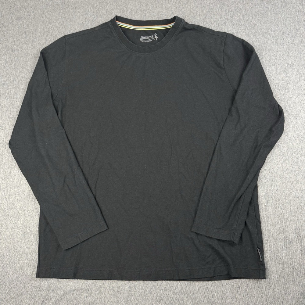 Smartwool Shirt Mens Large Black 100% Merino Wool Long Sleeve Base Layer